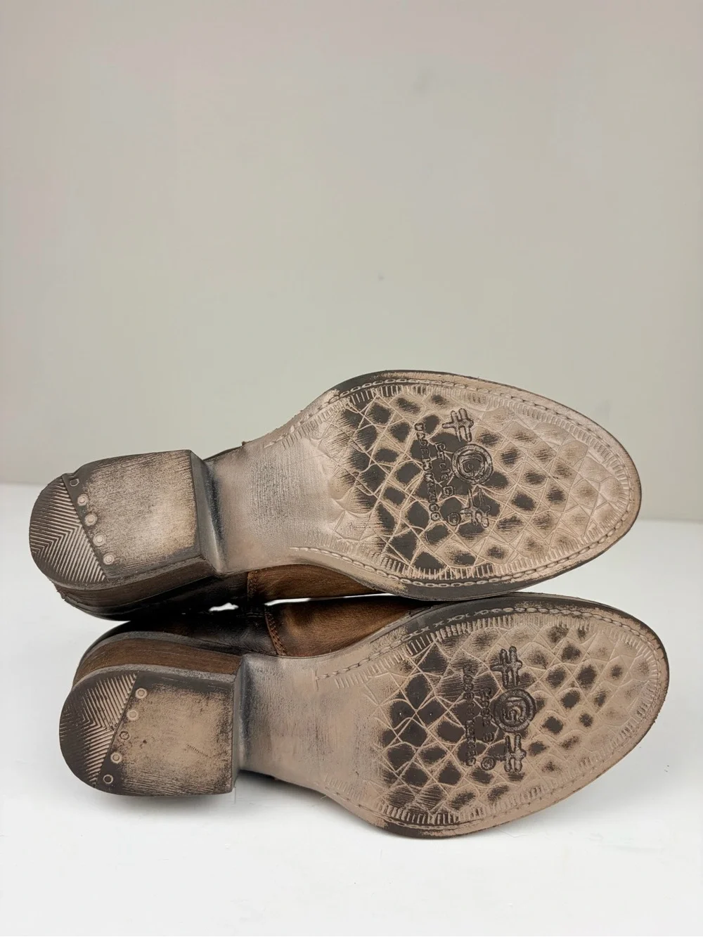 Circle G Burnished Distressed Leather Ankle Boots Sz 7.5 Western Double‎ Zip